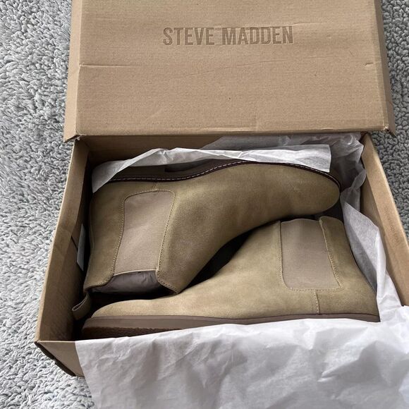 Steve Madden Men Highline Chelsea Boot Size 13 Sand Suede 100% Leather Shoes NEW - Picture 2 of 15